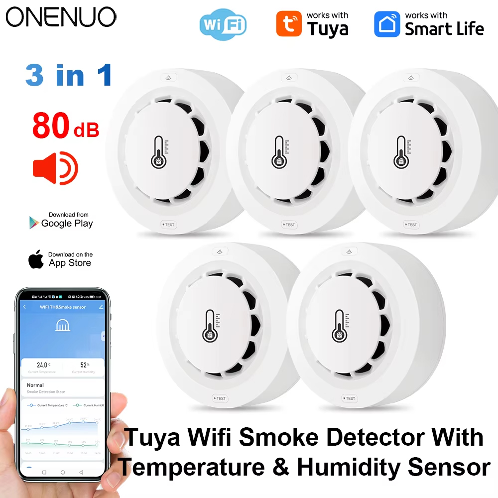 Smoke Detector Interconnected - Tuya Wifi BT اثنين اتصال كاشف