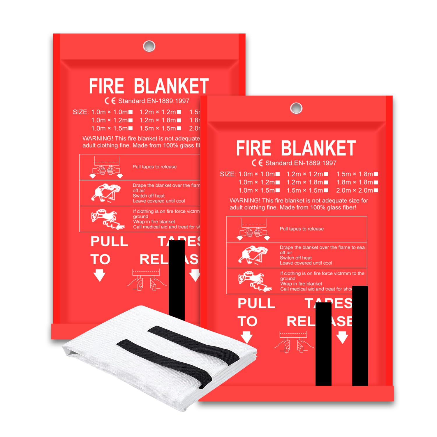 Fire Blanket Kitchen - بطانية حريق 2 حزمة 2*2 م/1.5*1.5