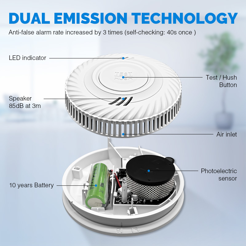 Smoke Detector Interconnected - كاشف دخان السجائر الذكي اللاسلكي المتصل