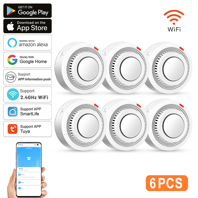 Smoke Detector Interconnected - 6 قطع من أجهزة استشعار الدخان