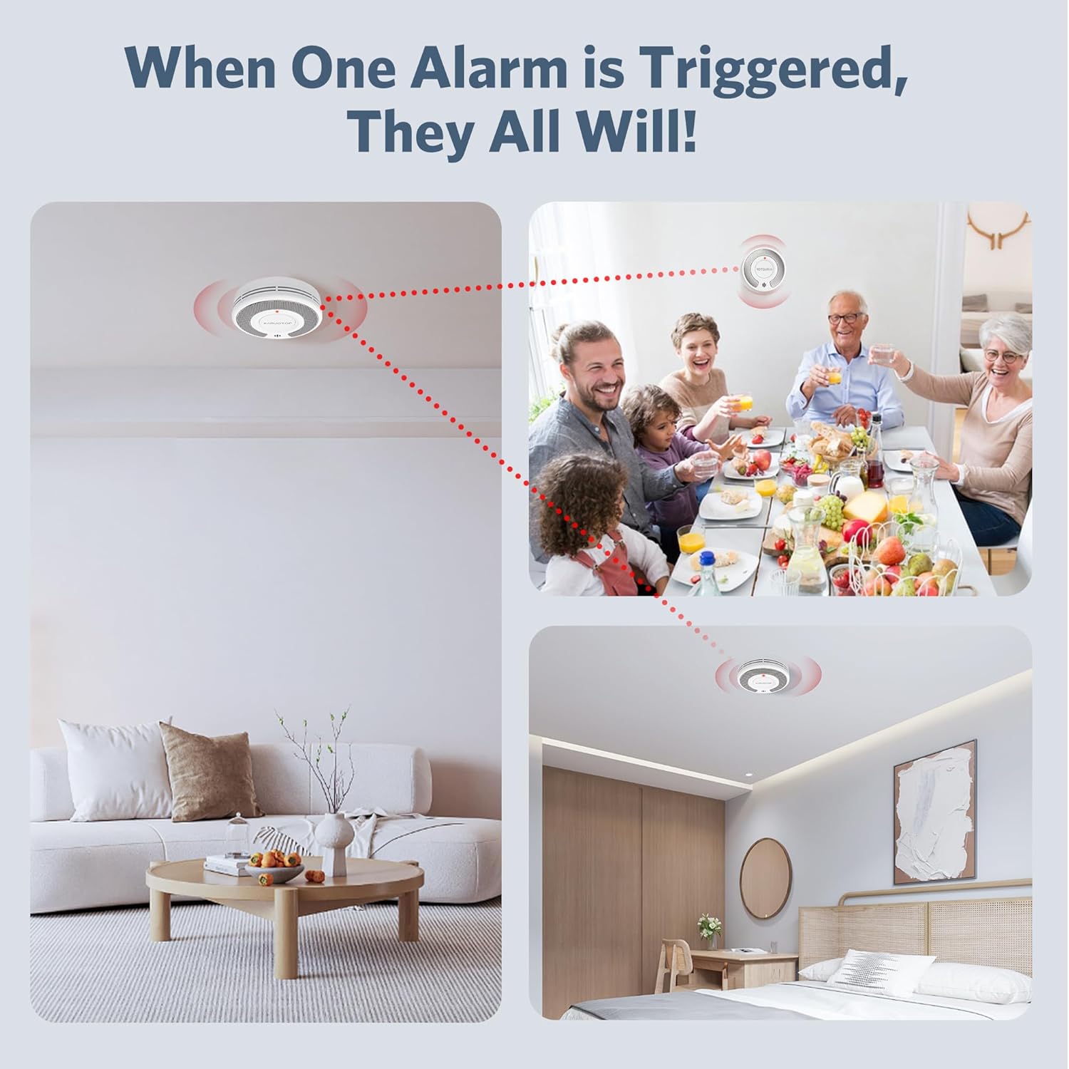 إنذار دخان لاسلكي مترابط (433  - مراجعة Smoke Detector Interconnected وسعره