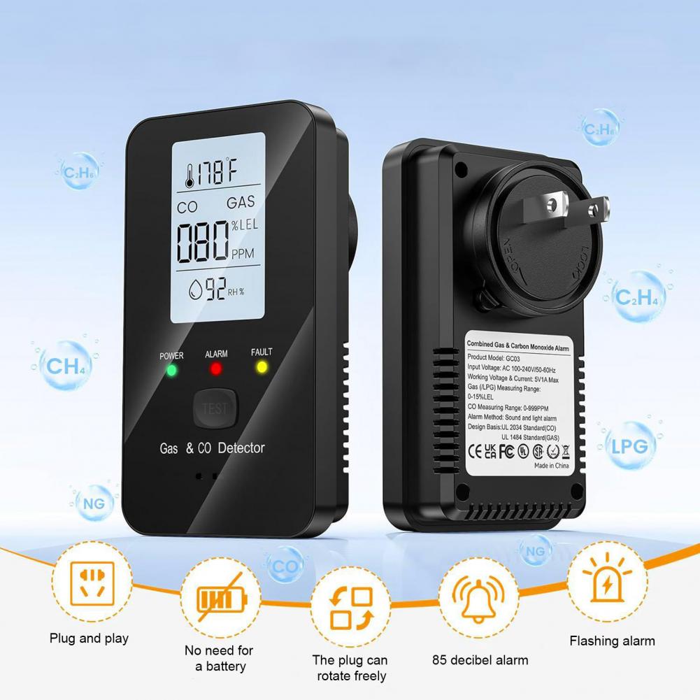 كاشف الغاز الطبيعي وأول أكسيد  - مراجعة Co Detector Plug وسعره